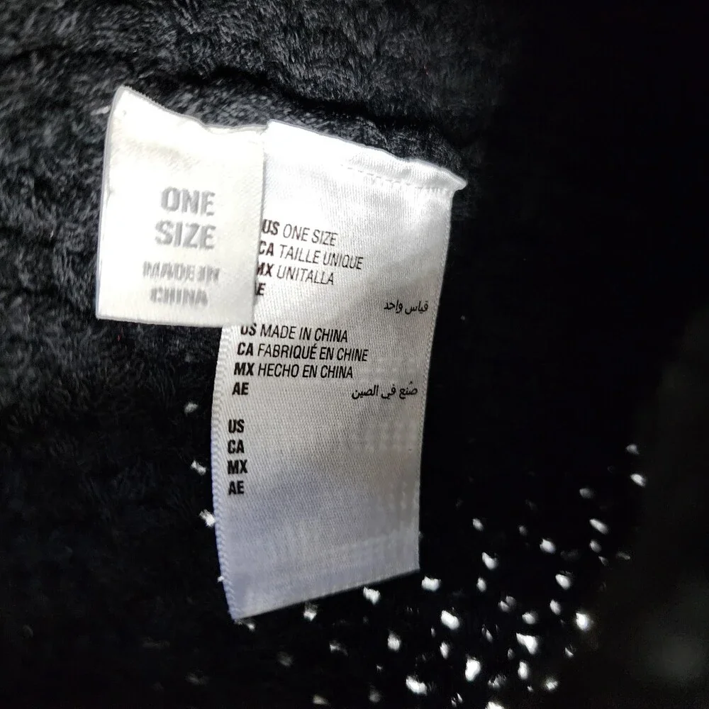 Sun + Stone Textured-Knit Cuffed Pom-Pom Beanie Hat Men's One Size Black